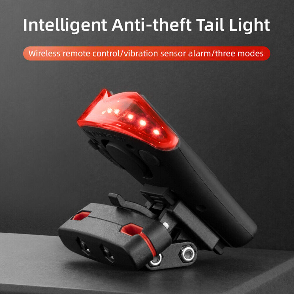 Wireless Remote Control Bike Tail Light Rechargeable Anti-Theft Alarm Lamp