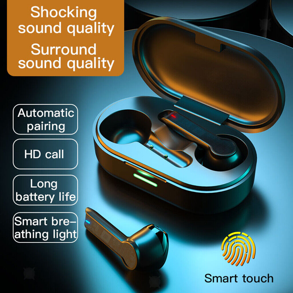 Wireless Bluetooth 5.0 Headphones TWS Earbuds Earphones w/ Mic  Black