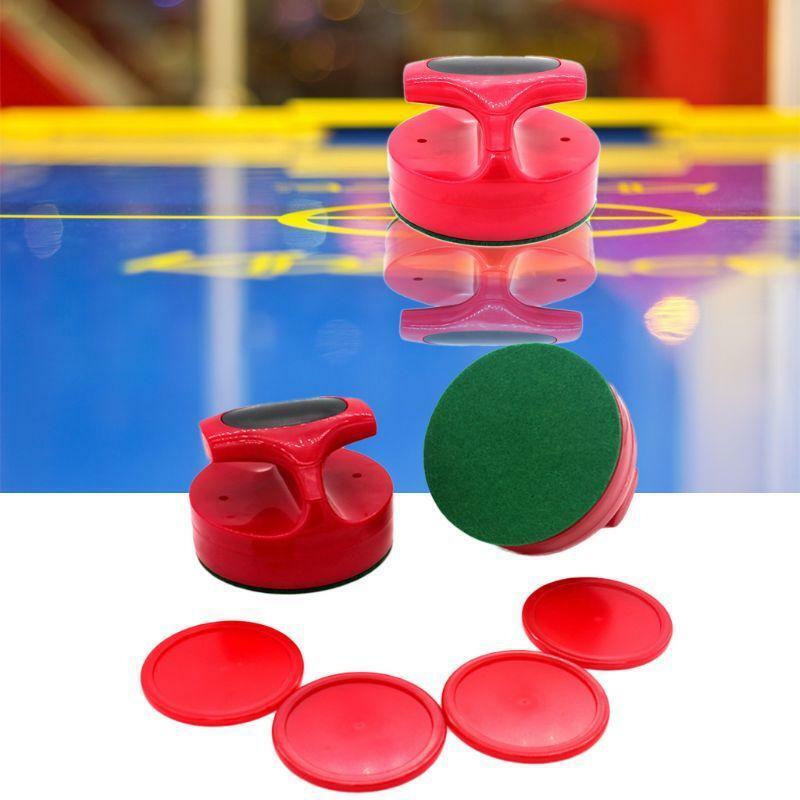 Air Hockey Pushers and Red Air Hockey Pucks for Game Tables 2 Strikers 4 Pucks