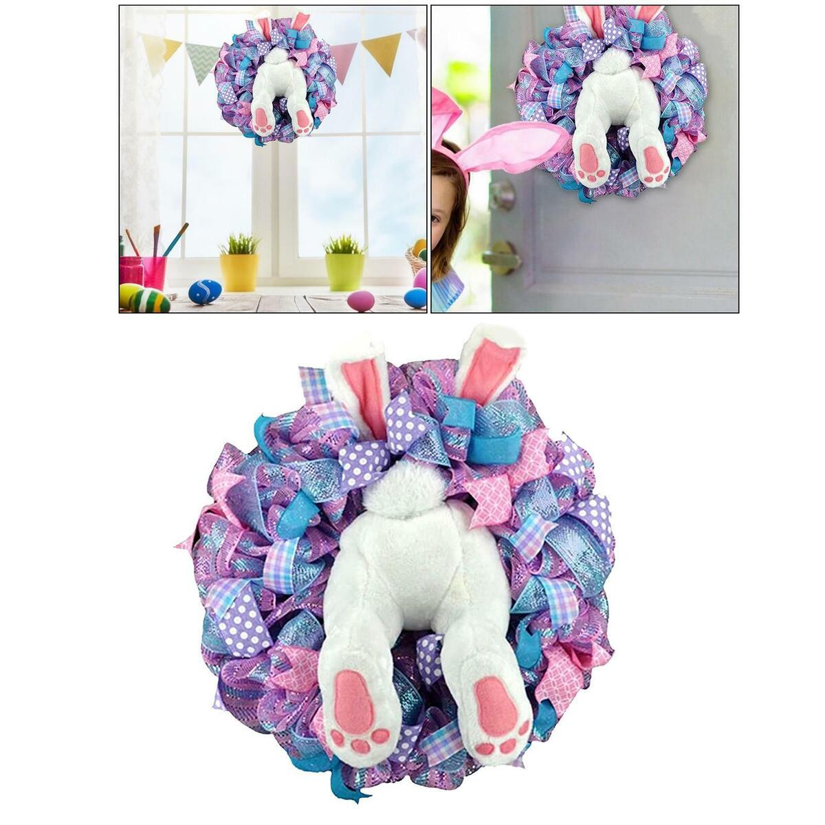 2pcs Easter Bunny Wreath  Spring Hanging Decor  Wreath Attachment