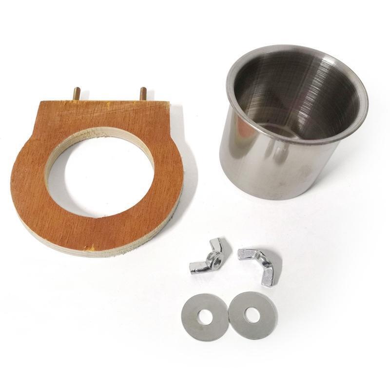 Bird Feeding Dish Detachable Stainless Steel Cups with Wood Clamp Holder