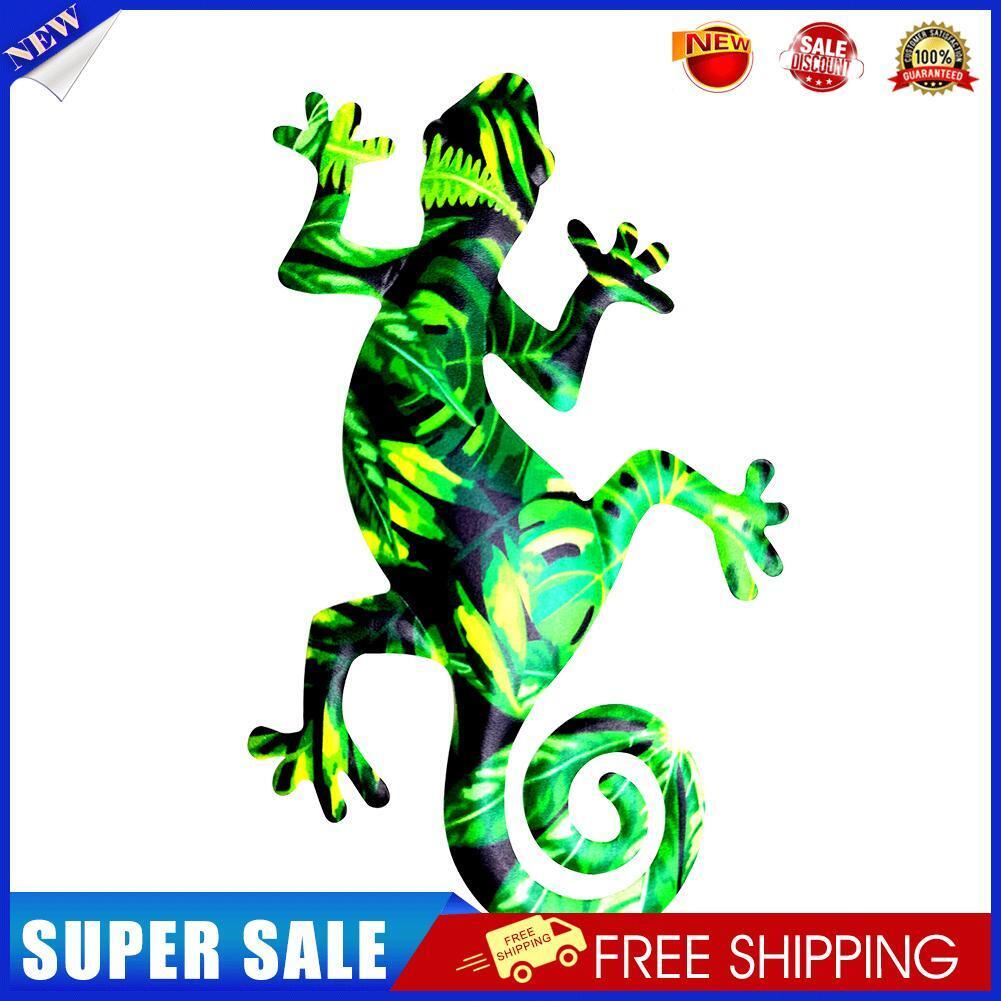 Wrought Iron Animal Gecko Sculpture Garden Outdoor Wall Hanging Gecko (D)