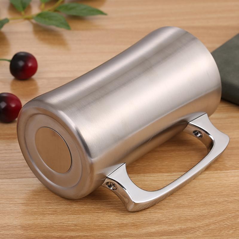 Double-Layer Thickened Vacuum Insulated Beer Mug Creative Single Handle Bottle