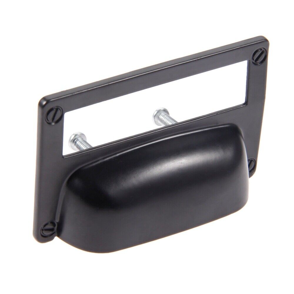 Black Zinc Alloy Drawer Cabinet Shell Label Card Holder Pull Handle Door Knob