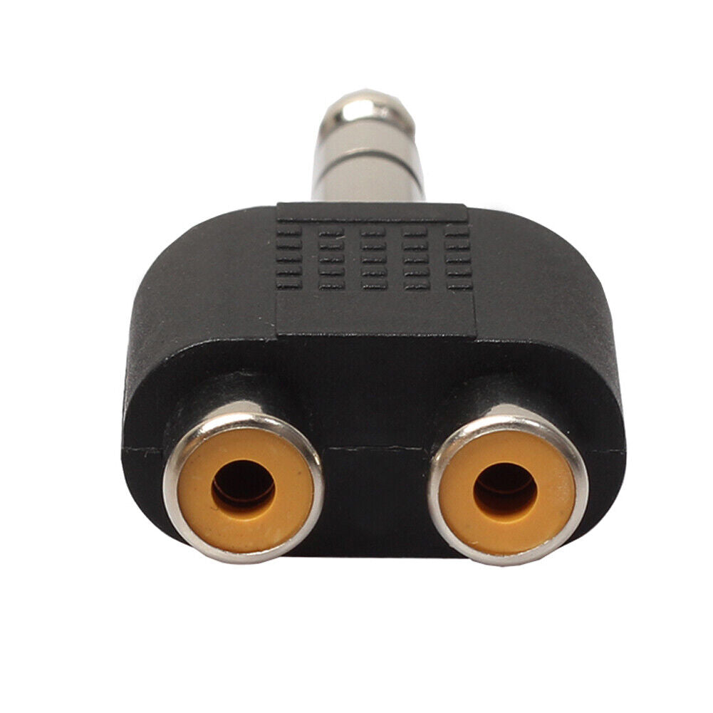5Pcs 6.35mm 1/4" Stereo Plug to 2 RCA Female Jacks Splitter Audio Converter