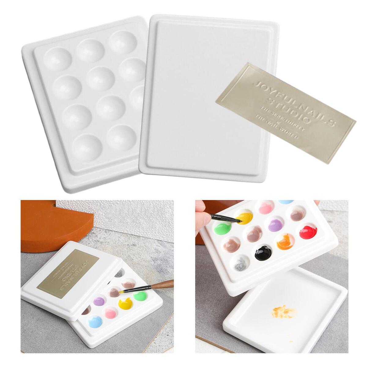 Fityle 24-Well Ceramic Gouache Watercolor Paint Palette with Cover Coloring