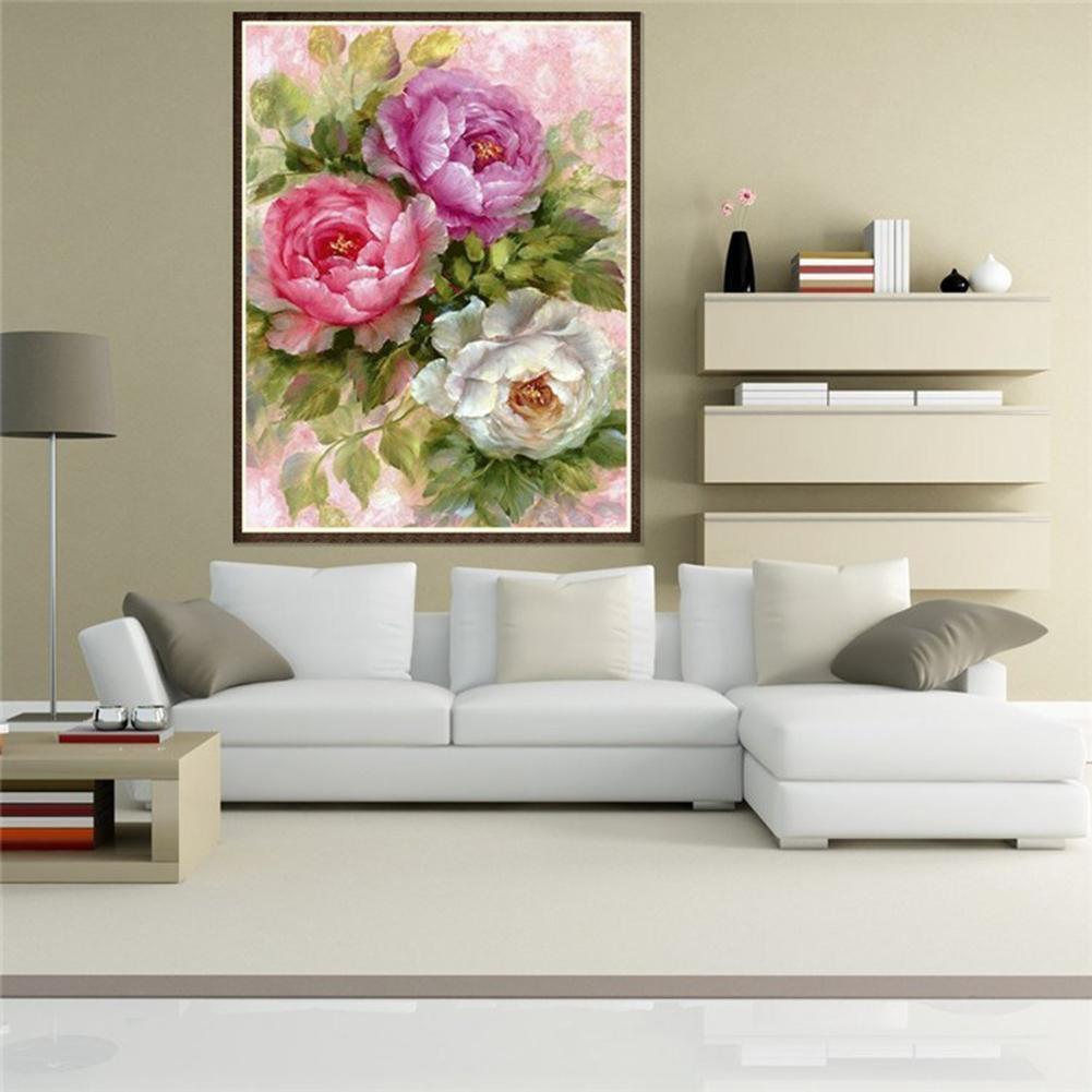 40x30cm 5D Diamond DIY Flowers Painting Cross Stitch Needlework Craft Decor