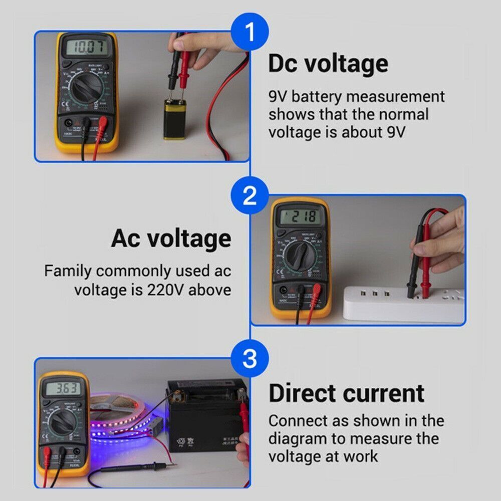 XL830L LCD Digital Multimeter Current Circuit Tester Buzzer Voltmeter Ammeter