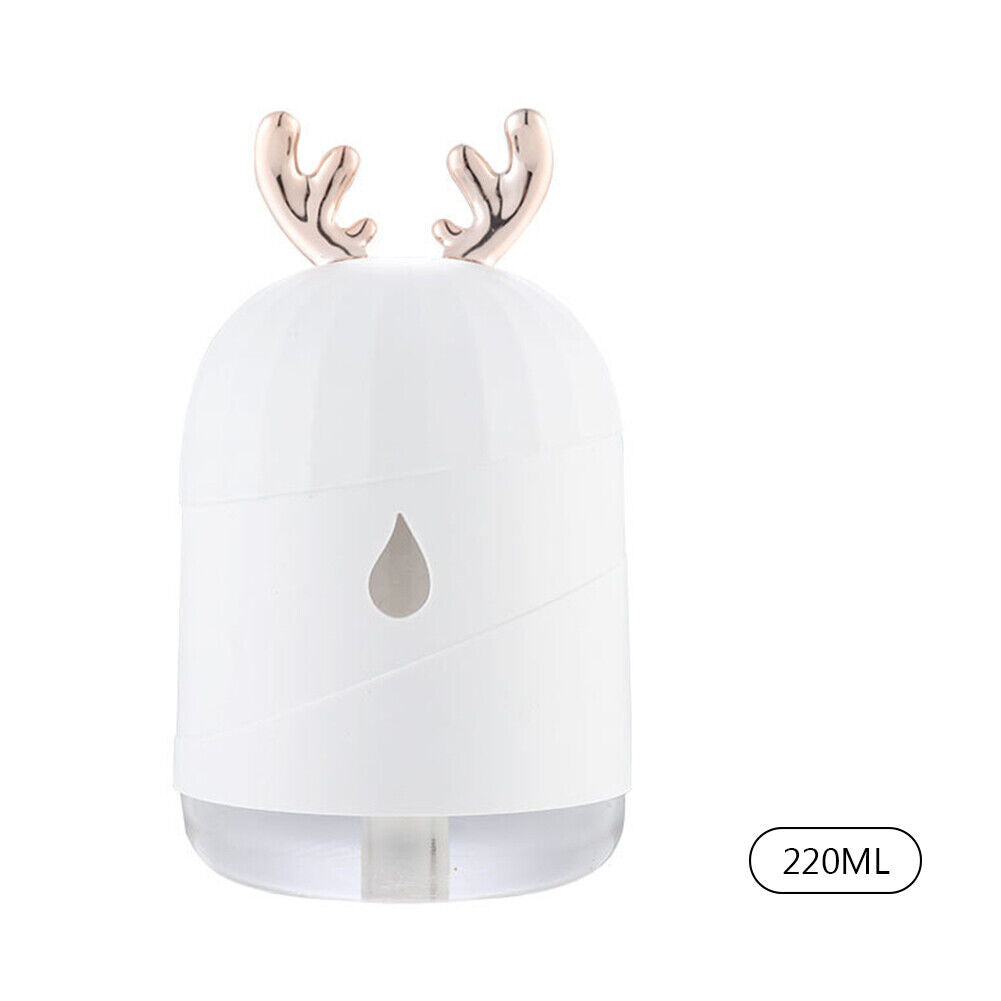 Cute Antlers Humidifier USB Mini Mute Aroma Essential Oil Diffuser (White)