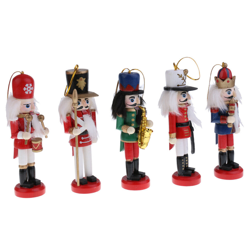 Christmas Traditional Wooden Hanging Nutcrackers Soldier Ornaments Set Of 9
