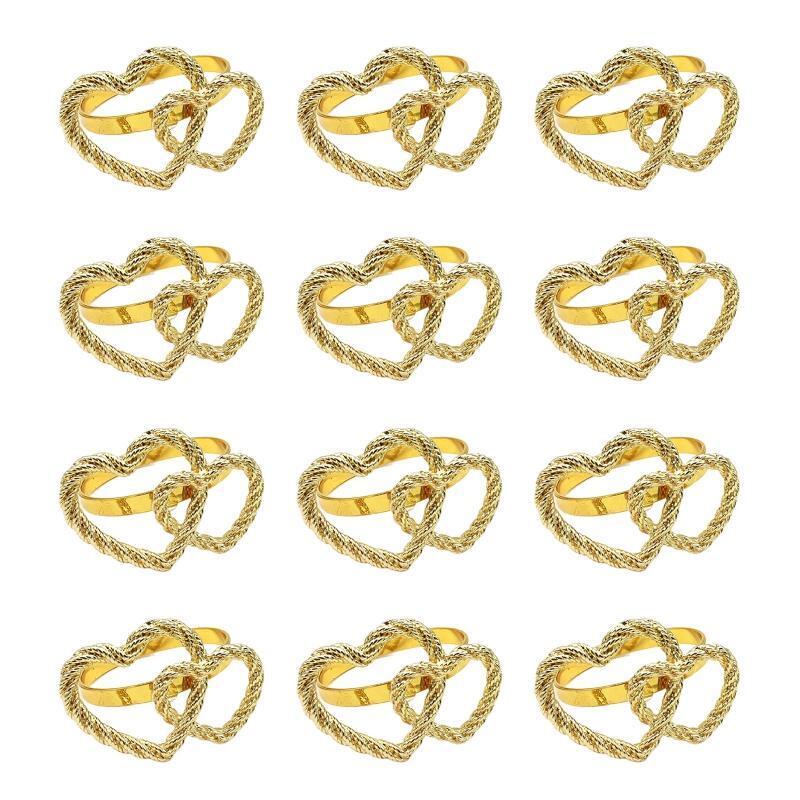 12pcs Valentine's Day Napkin Rings Double Heart Shaped Napkin Ring Holder Decor