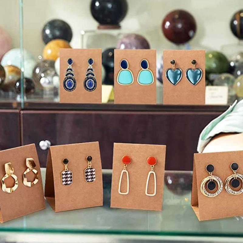 100Pcs Standing Earring Display Cards with 200x Earplug Earring Card Holders