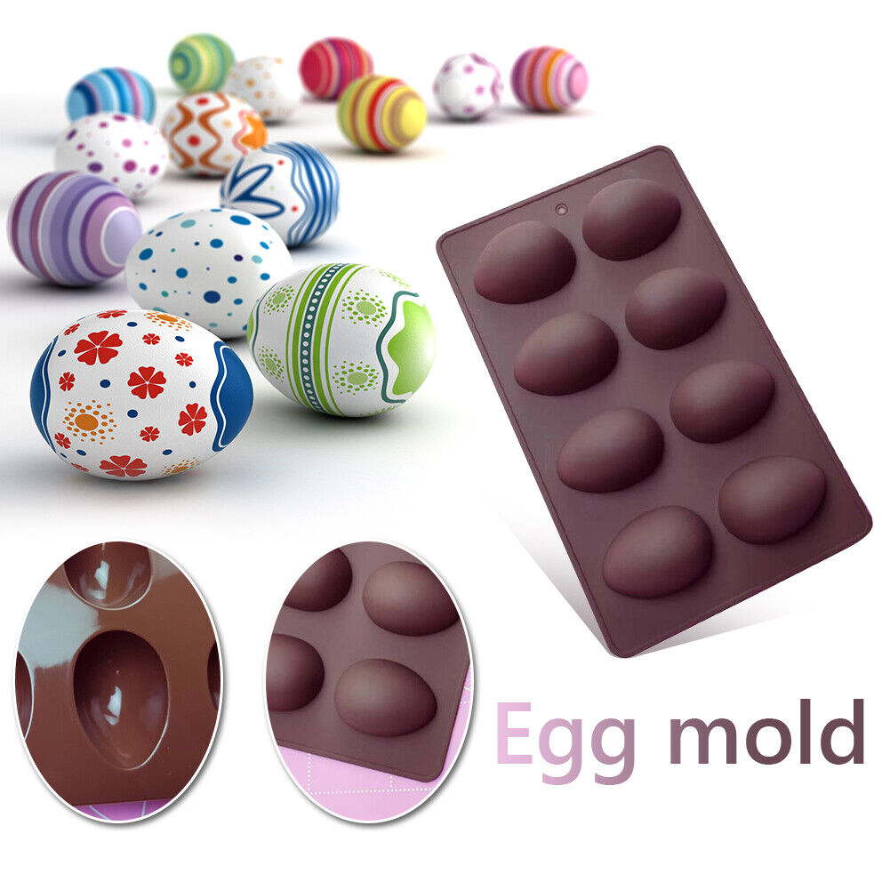 Silicone Cake Mold 8-Cavity Easter Egg Chocolate Mould Pastry Baking Tray