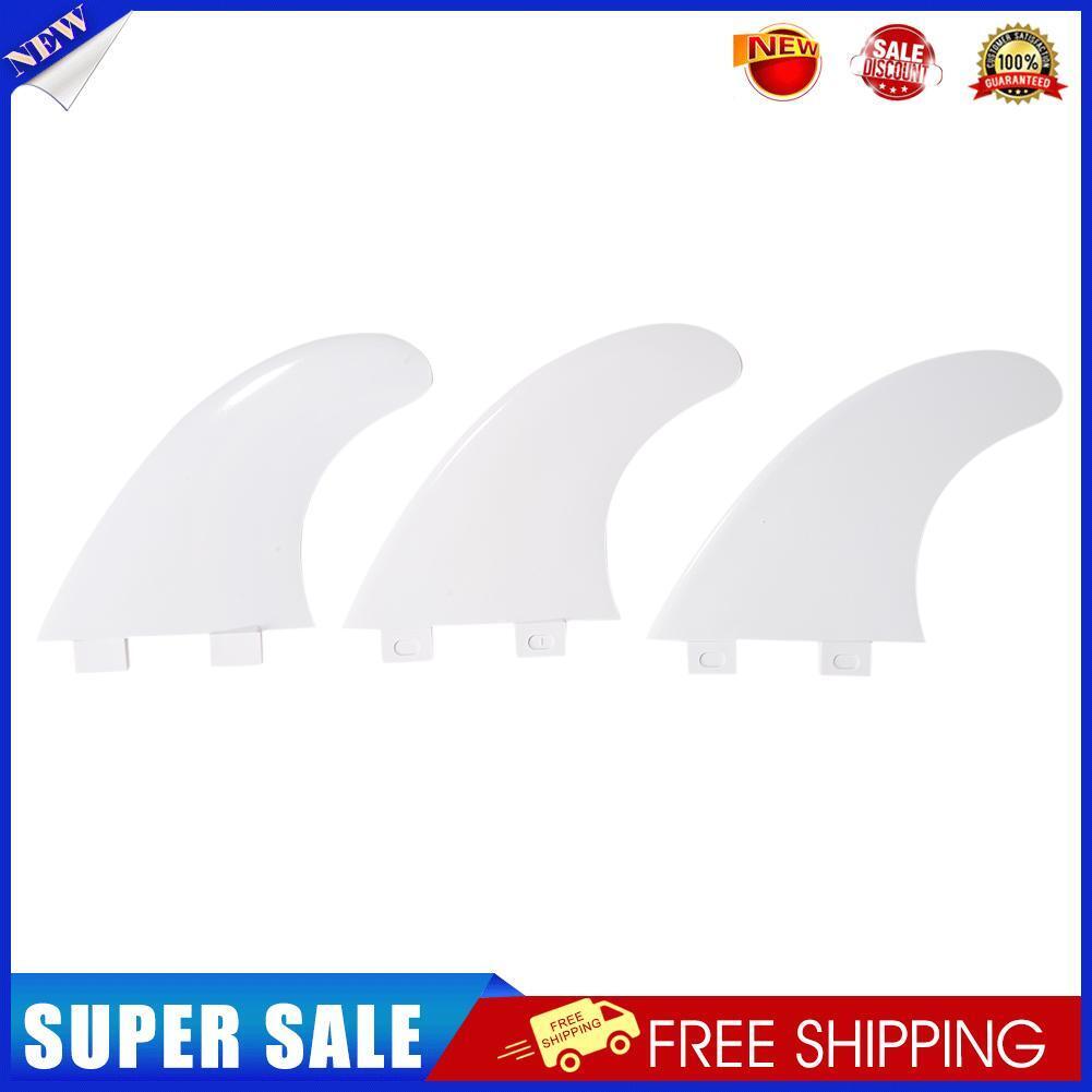 3pcs Surfboard Fin for FCS G5 Longboard Water Wave Fin Paddle Board (White)