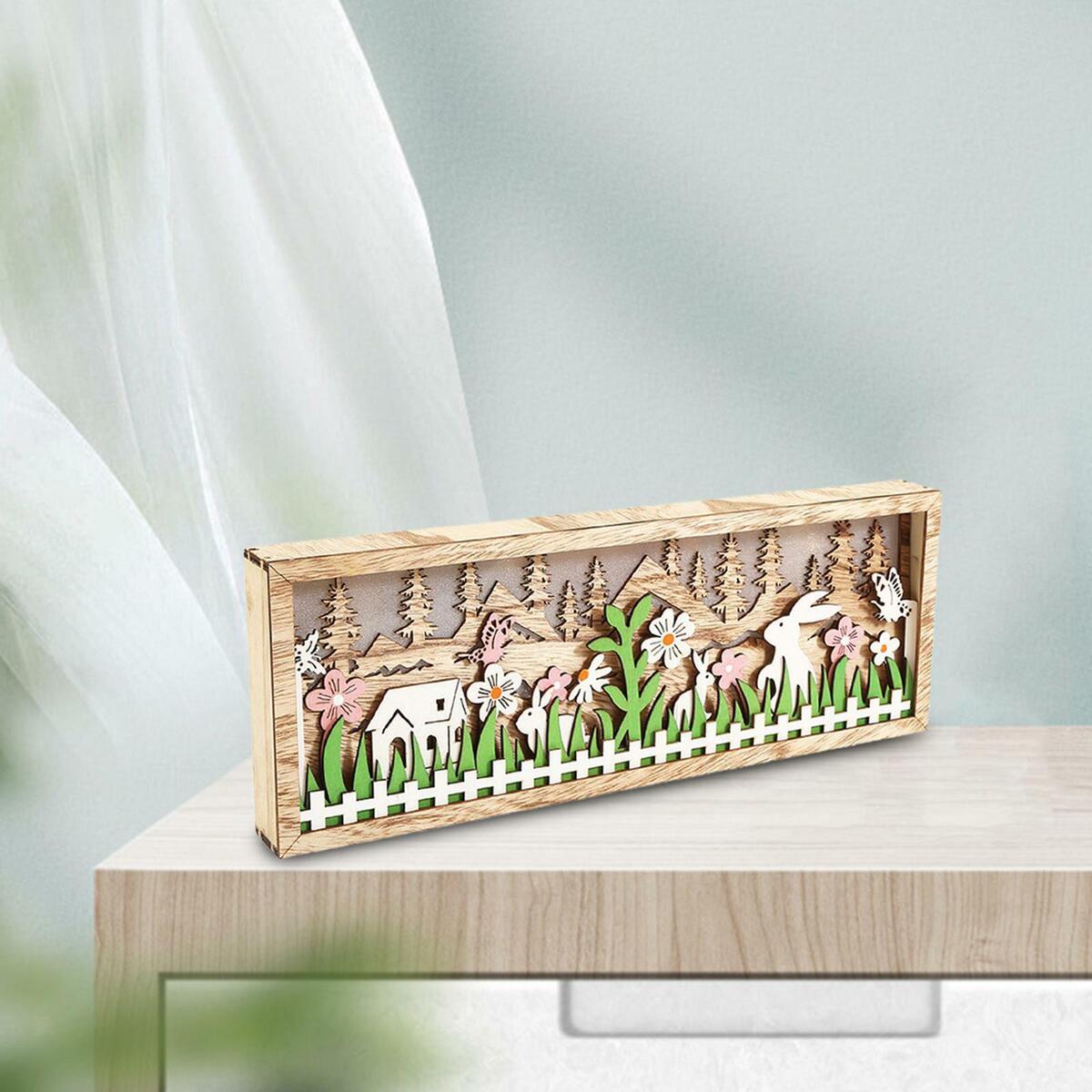 Wooden Easter Bunny , Bunny Ornament  Decor Lamp for Desktop,