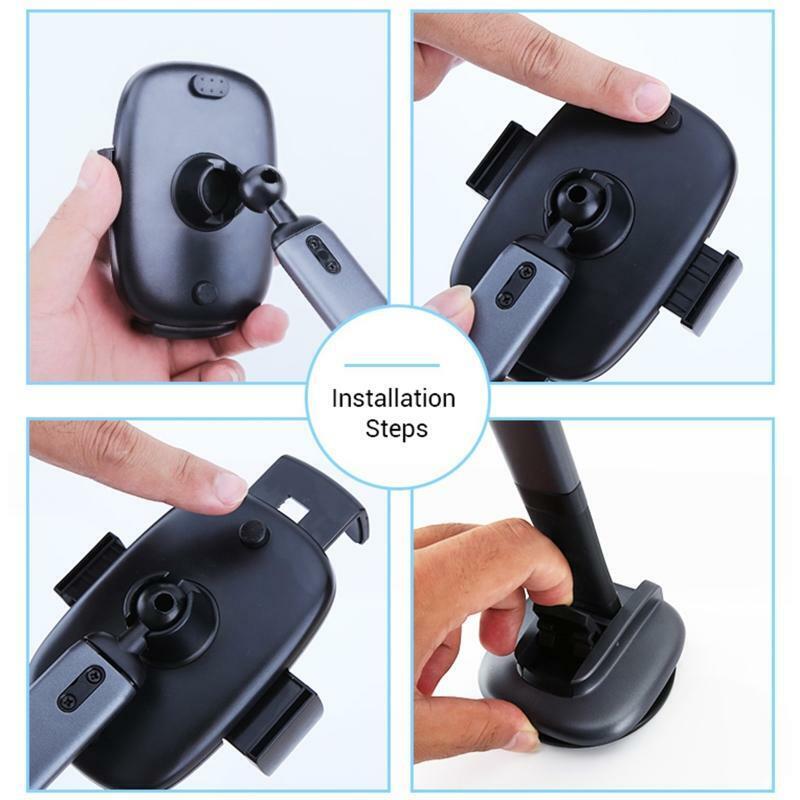 Black Durable Suction Cup Car Phone Holder Compatible with Smart Phone