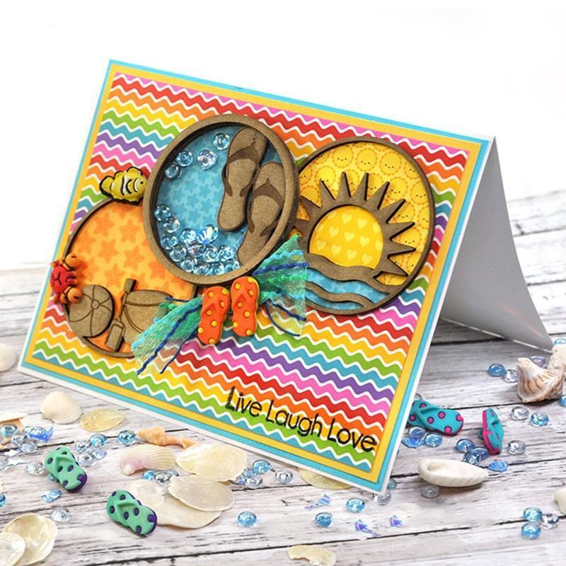Summer Beach Sun Set Shaker Cutting Dies Stencil Scrapbooking DIY Album