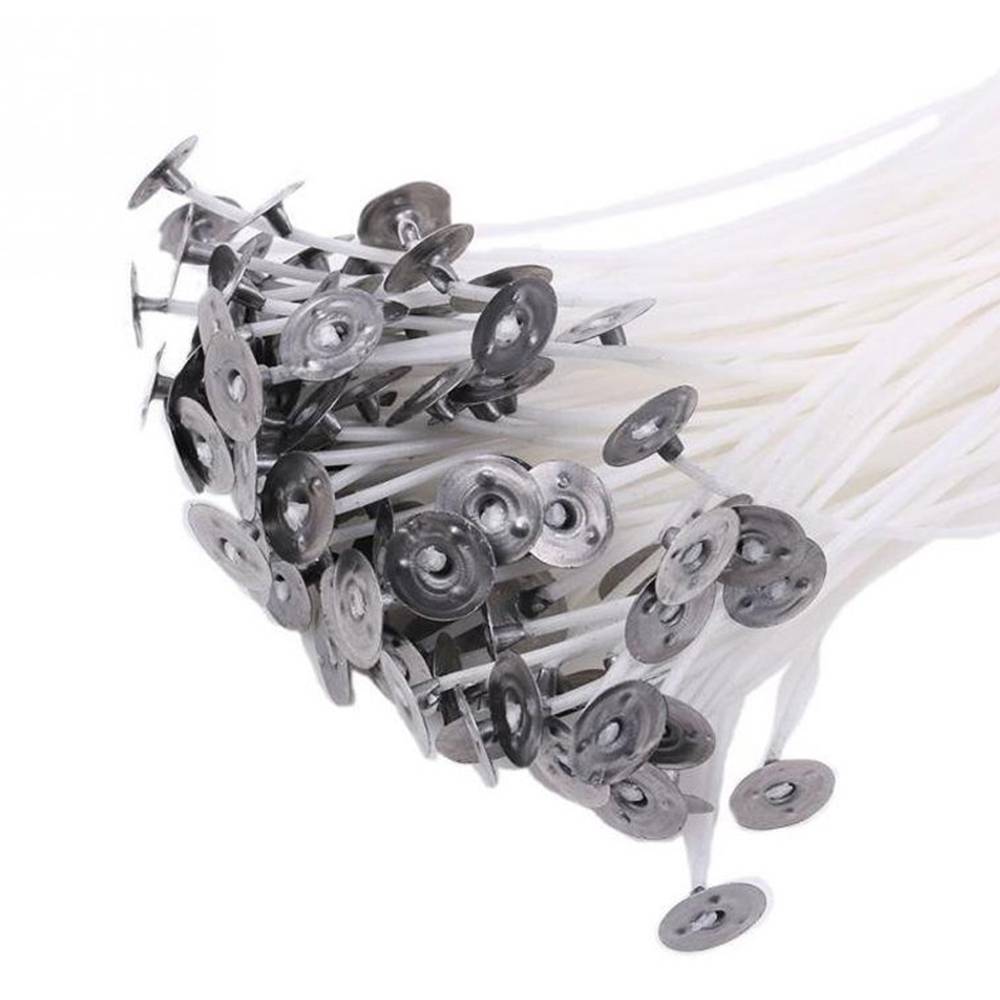 30 pcs 10cm Candle Wicks Cotton Core Waxed With Sustainers For Candle Making