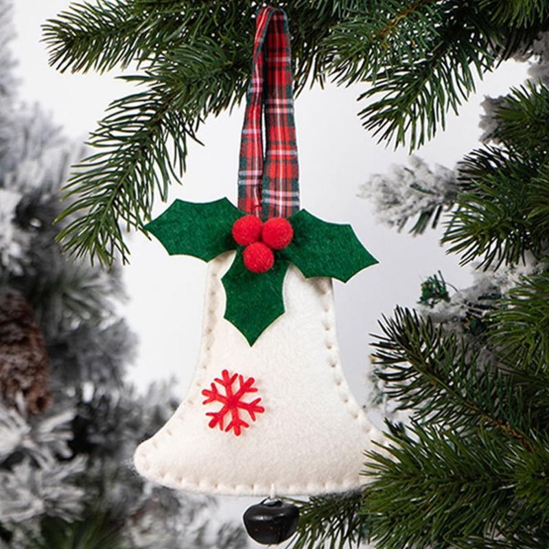 6pcs Mini Christmas Tree Pendants Decoration Xmas Bell Deer Elk Hanging Ornament