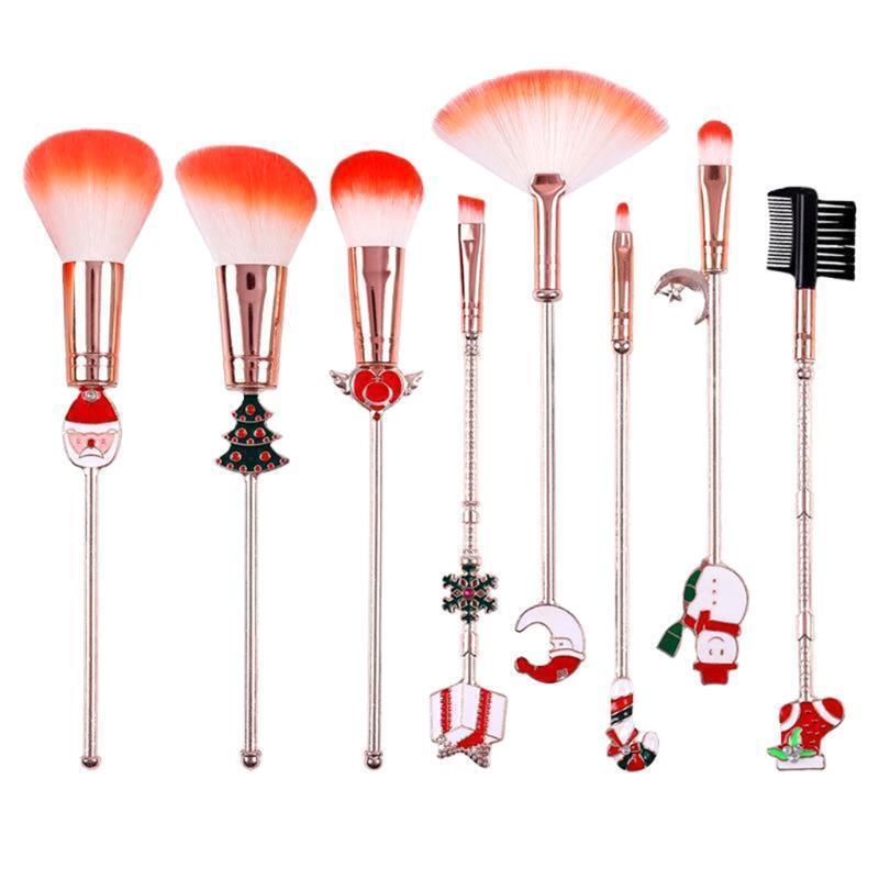 8pcs Christmas Elk Makeup Brushes Set Foundation Powder Eyeshadow Cosmetic Brush