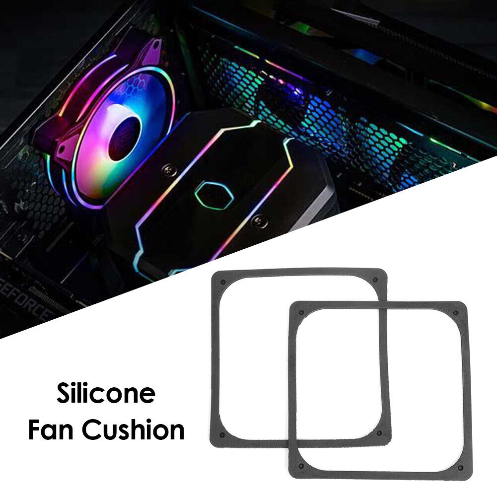 2pcs 120x120mm Anti Vibration Silicone Rubber Fan Gasket for PC Case Fan