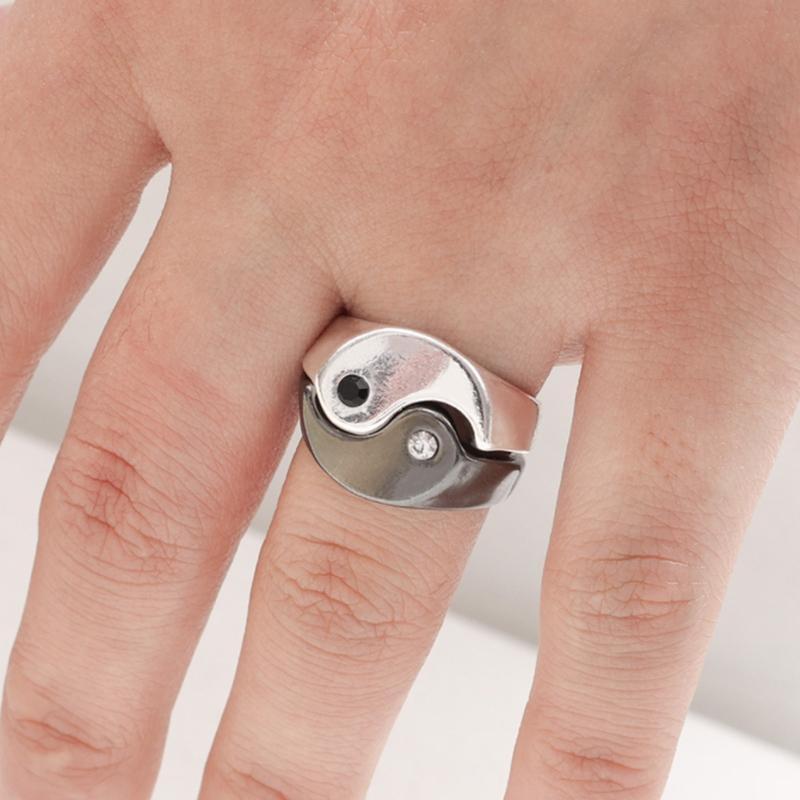 1 Pair Women Tai Chi Ring Korean Punk Chunky Alloy Ring for Girlfriend Sister