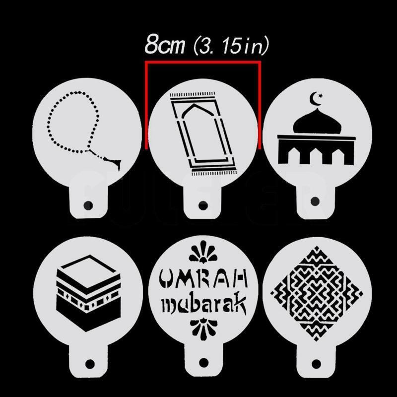 6 Pcs Coffee Stencils Cake Templates for Wedding Shower Birthday Eid Celebrating
