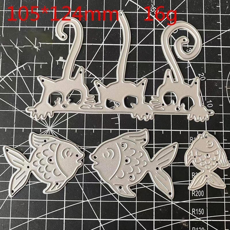 Cartoon Cat Fish Cutting Dies Stencil Metal Scrapbook Album Paper Card Template