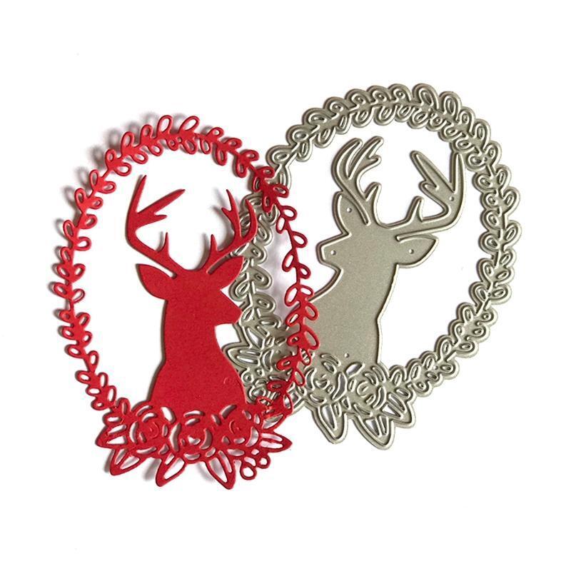 Christmas Deer Wreath Metal Cutting Dies Stencil DIY Scrapbooking Album Paper