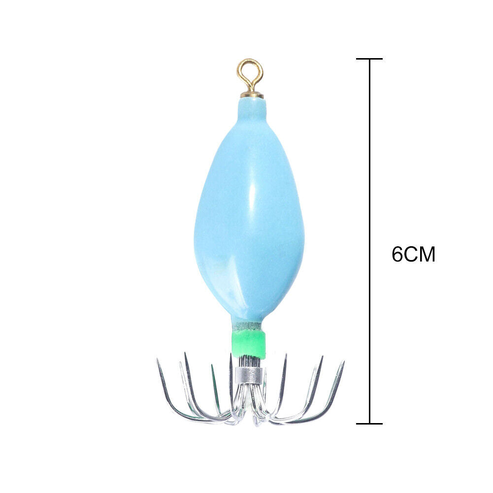 Hard Bait Luminous Squid Jig Hook 50.6g Octopus Fishing Tackle (Sky Blue)