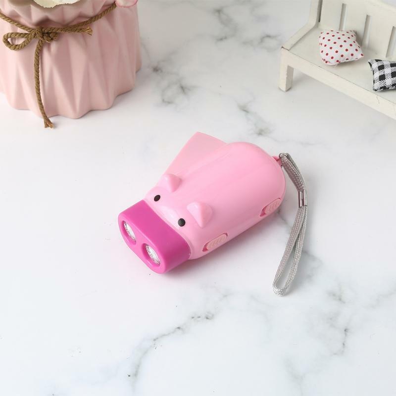 Hand Pressing Power Pig 2 LED Flash Light Flashlight Wind-up Dynamo Torch Lamp