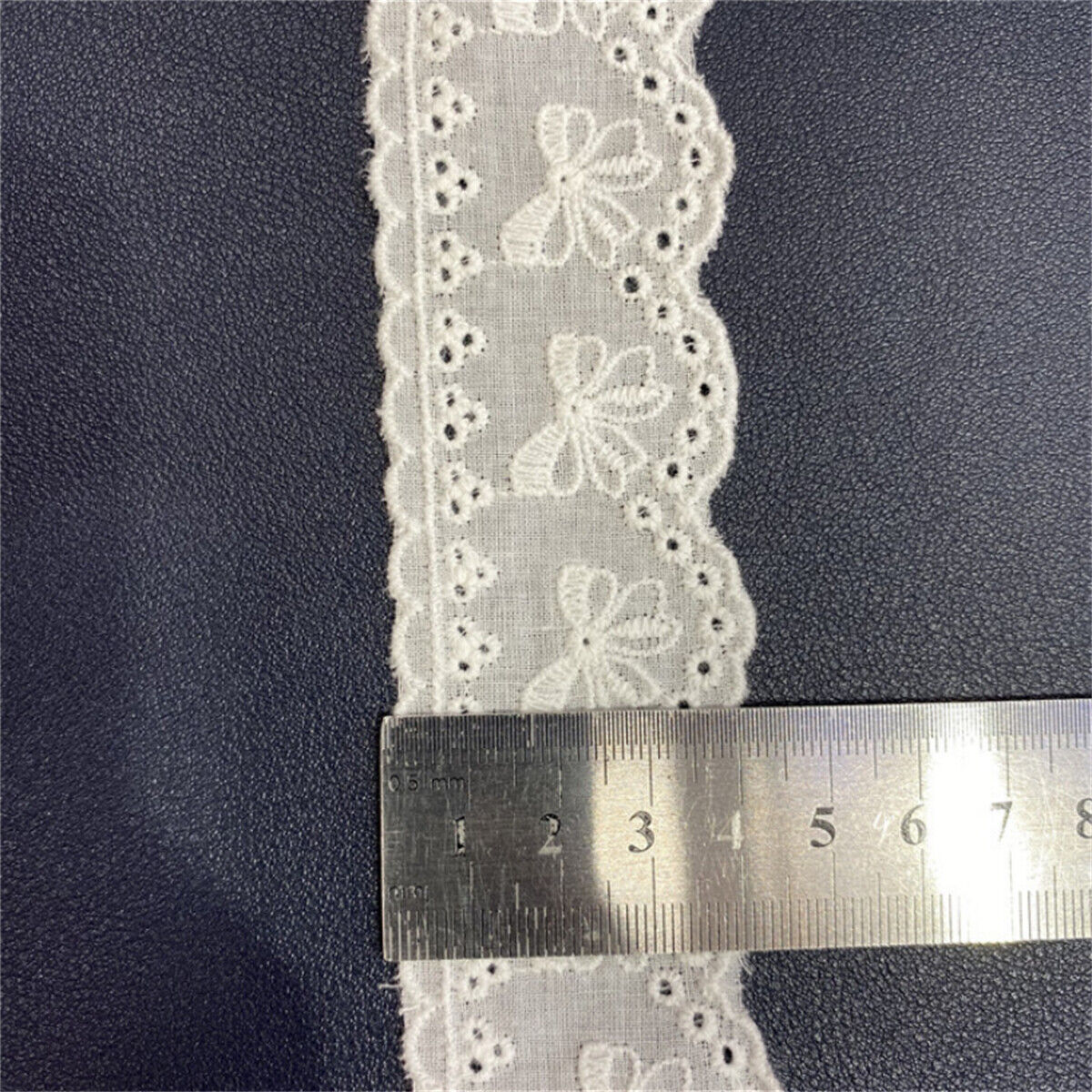 White Cotton Embroidered Flower Lace Trim Ribbon Fabric DIY Craft Clothes Sewing