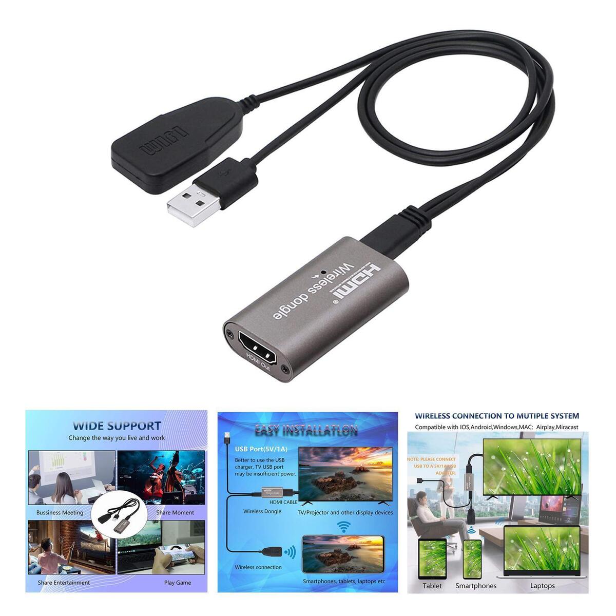 Gazechimp Full HD 1080P WiFi HDMI Wireless Display Dongle Adapter,Mobile Screen