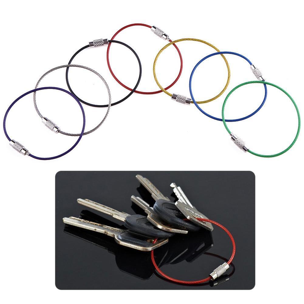 7pcs Metal Stainless Steel Wire Ropes Carabiner Key Hanging Cables EDC Tool