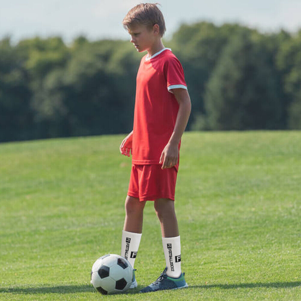 Round Silicone Suction Non Slip Football Socks Sports Training Sock (White)