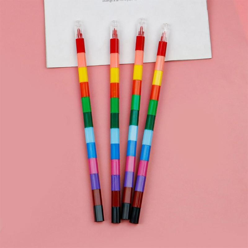 12Pcs/Pack Mini Finger Crayons Coloring Crayon Pens Stackable Removable Gift Set