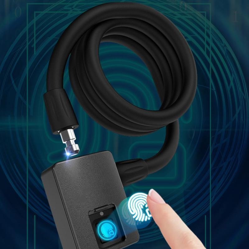 Anti-theft Fingerprint Bike Lock 1M Steel Cable Cut-proof for Motorcycle Scooter