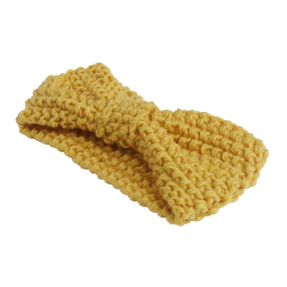 New Baby Knit Crochet Bow Headband Hair Accessories Child Headwear(Yellow)
