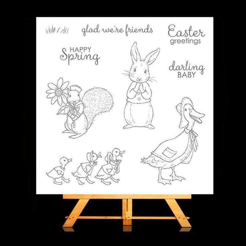 Cute Rabbit Metal Cutting Dies And Clear Stamp Set For DIY Scrapbooking Photo