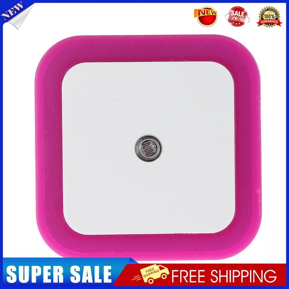 Mini LED Light Sensor Control Night Light Square Bedroom Lamp (EU Rose Red)