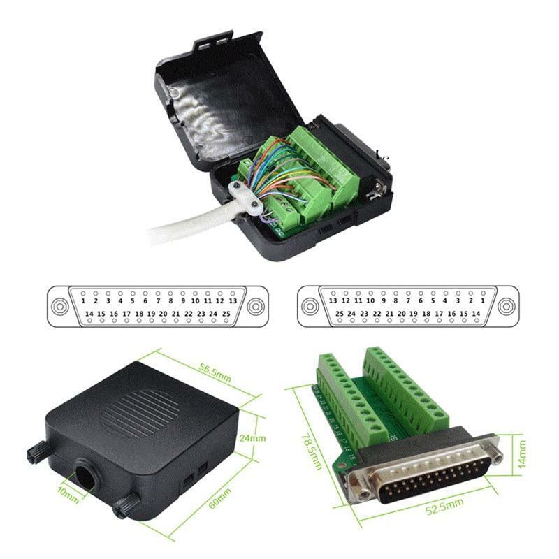 Female 25Pin Plug Breakout PCB Board 2 Row Terminals Connector Free Welding Head