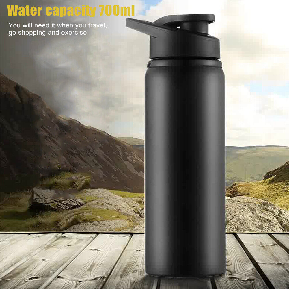 Stainless Steel Water Bottle Sports Travel Drinking Bottles Kettle Black