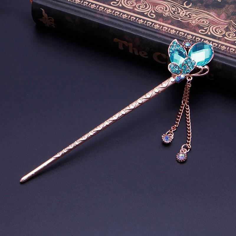 Various Fashion Women Elegant Bobby Pin Colorful Hairpin Rhinestone Hair Stick