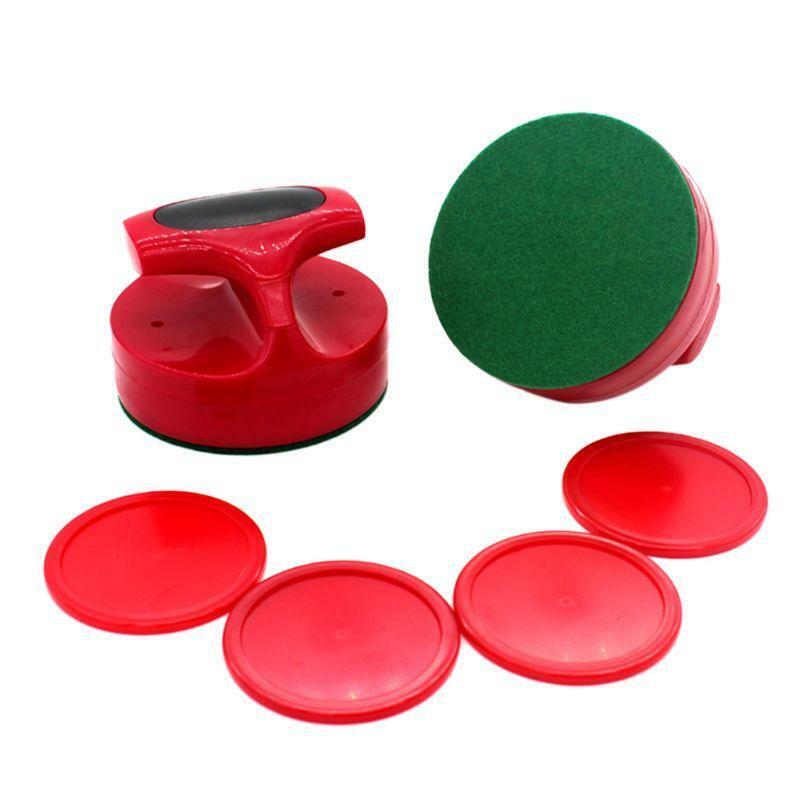 Air Hockey Pushers and Red Air Hockey Pucks for Game Tables 2 Strikers 4 Pucks