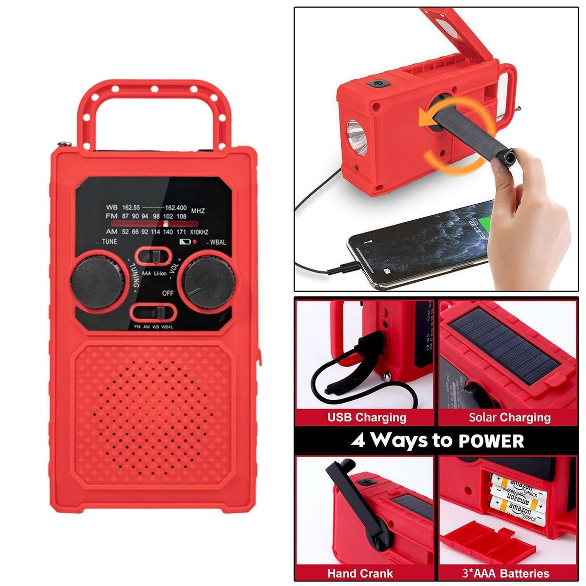 Solar  Crank  Weather Radio 5000mAh   USB Charger SOS