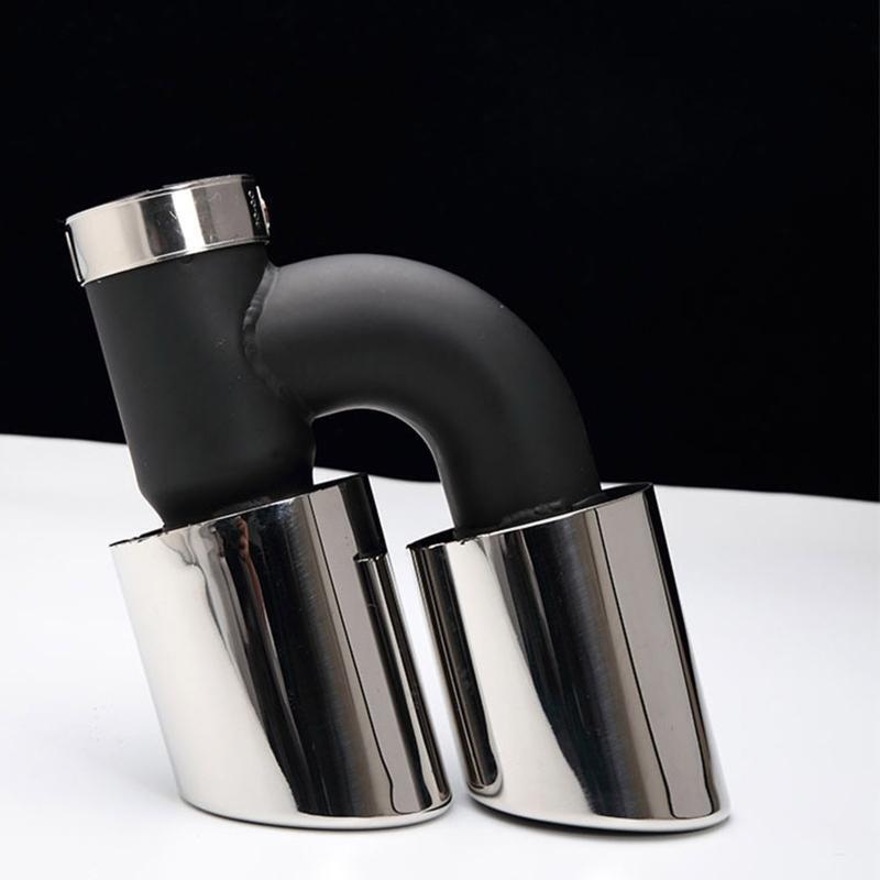 Car Stainless Steel H-shaped Bevel Exhaust Pipe Tail Throat Nozzle for A5 A6L S6