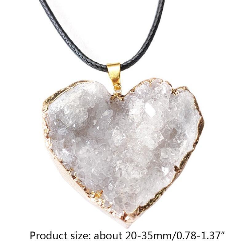 Natural White Crystal Stone Rock Pendant for Women Girls Valentine's Day Gifts