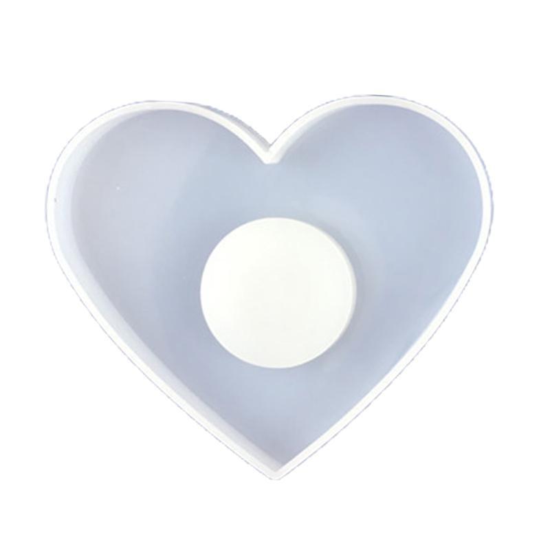 Heart-shaped Candle Holder Mold Silicone Epoxy Coaster Mold for DIY Casting