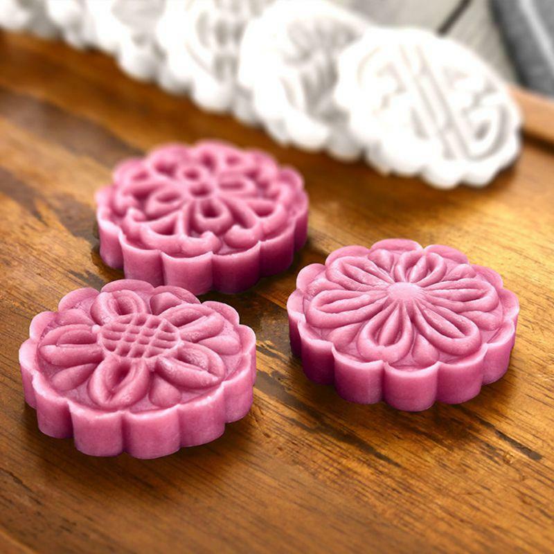 6pcs Flower Stamps 25g Mooncake Barrel Mold Hand Press Moon Cake Pastry DIY
