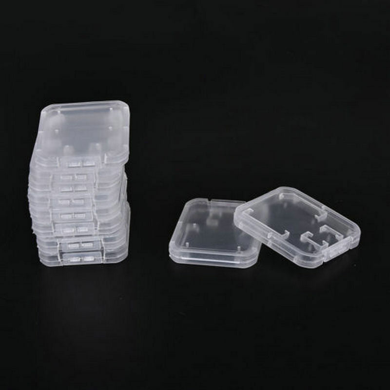 10PCS Transparent Standard SD SDHC Memory Card Cases Holder Box Storage Plastic